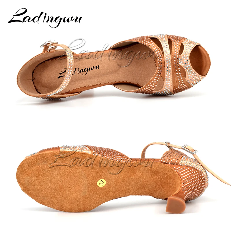 Glitter Rhinestone Latin Dance Shoes Women Satin Salsa Dancing Shoes Woman Tango Ballroom Ladingwu dance shoes