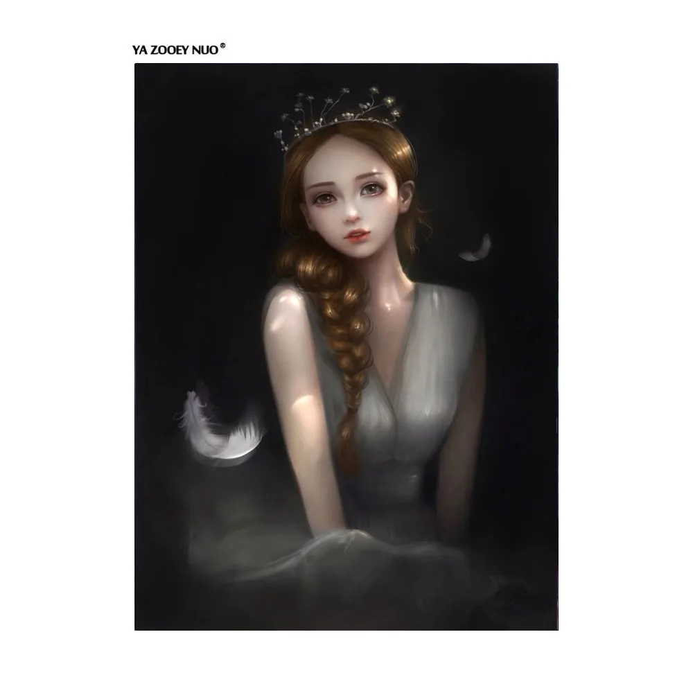 

New Full Square Drill DIY Diamond Painting Cross Stitch 5D Embroidery "Girl princess feather "Mosaic wedding Decor gifts YU337