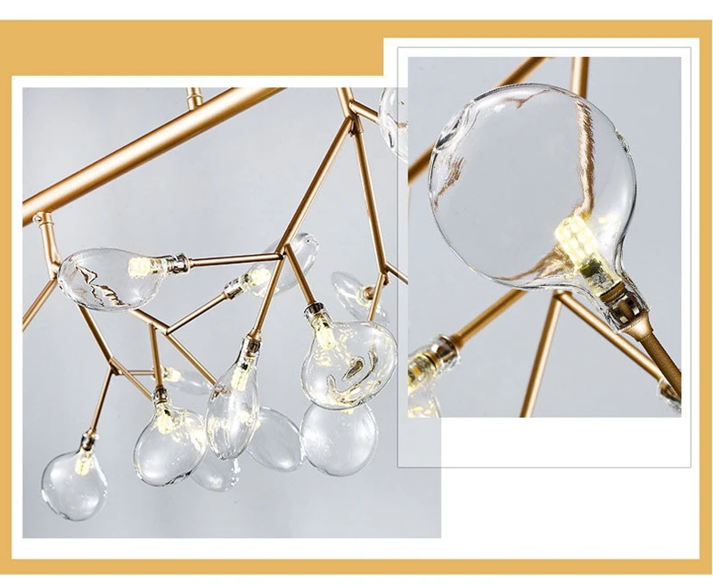 Modern Firefly Pendant Strips Branch Pendant Lamp Light Nordic firefly  Cafe Bar Iron Suspension Fixtures LED Three-end light (5)