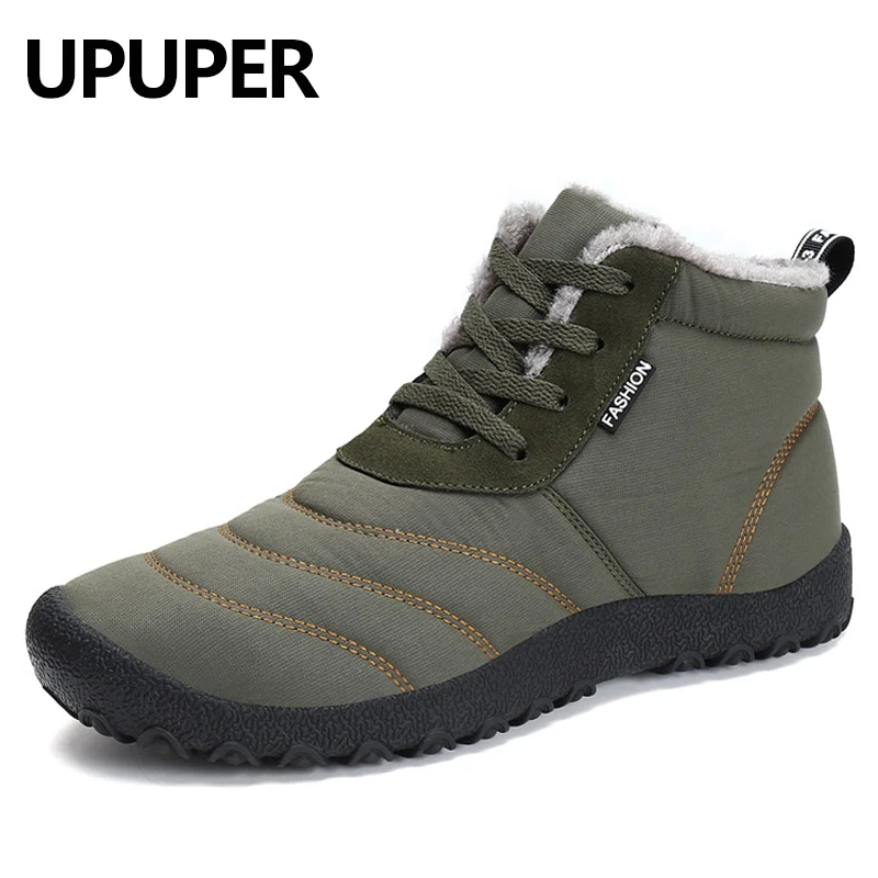 

UPUPER Fashion Men Snow Boots Winter Shoes Men Ankle Boots Comfortable Warm Boots With Plush Lace-Up Waterproof Men Shoes 2019