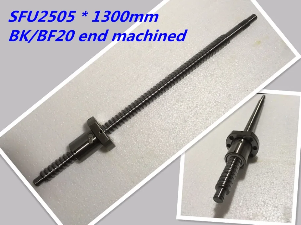 1pc 25mm Ball Screw Rolled C7 ballscrew 2505 SFU2505 1300mm BK20 BF20 end processing 1pc SFU2505