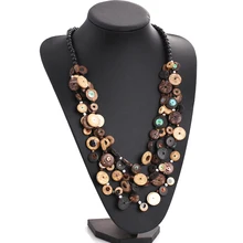 

's dopaminergic multi-layer wood bead knitted coconut shell necklace