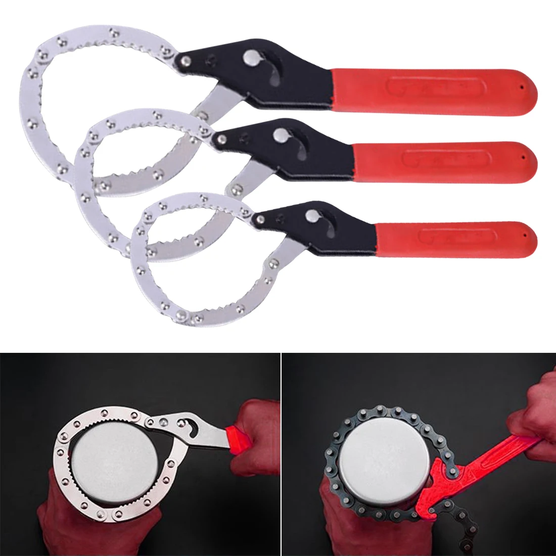 

1pc Adjustable 60mm-110mm Chain Type Oil Filter Wrench Auto Tool Engine Box Spanner Oil Fuel Filter Wrench Removal Tool Remover