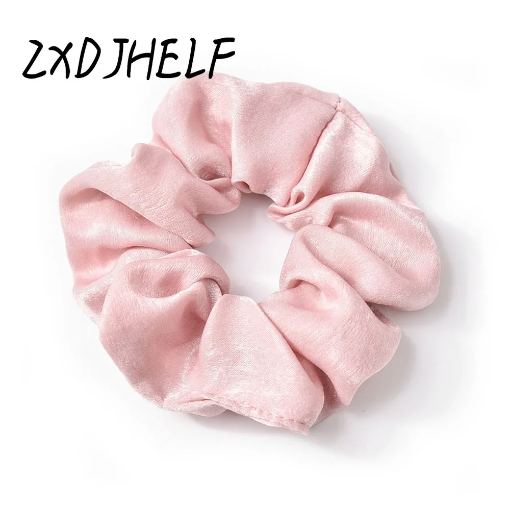 

ZXDJHELF Women Satin Ribbon Elastic Hair Bands Ring Girl Solid Chiffon For Hair Accessories Rope Scrunchie Ponytail Holder F006