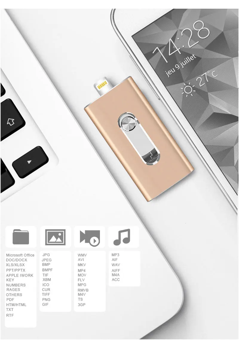 Молния OTG Flash Drive 8 GB 16 GB 32 ГБ, 64 ГБ и 128 ГБ для iOS 12+ и USB для компьютера PC для планшетных OTG флешки для iPhone U диска