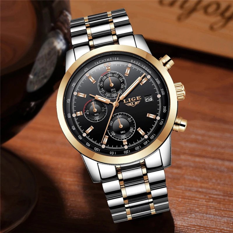Relogio masculino LIGE Men's Watches Top Brand Luxury Fashion Business Quartz Watch Men Sport Full Steel Waterproof Wristwatch