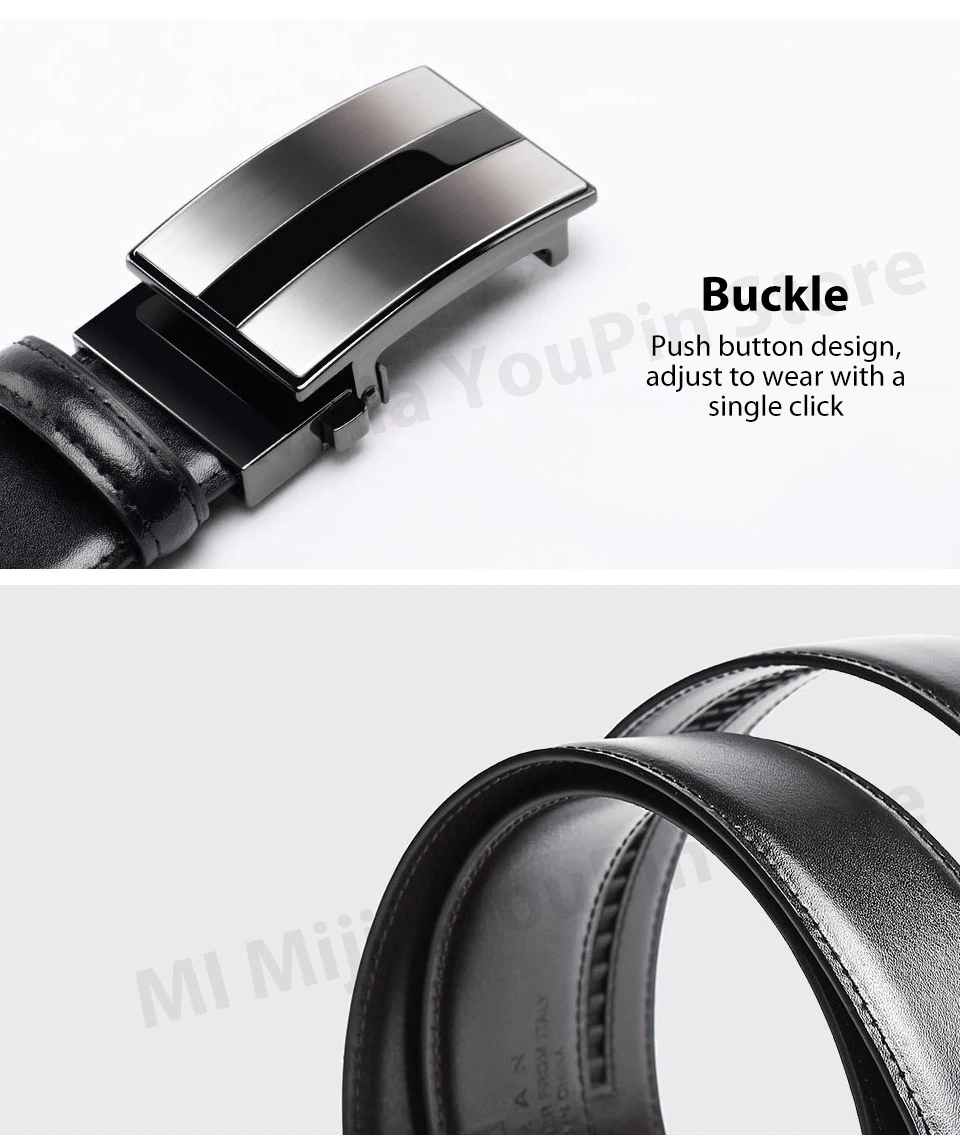 Original xiaomi mijia seven-sided Italian leather men's two-color alloy buckle type automatic buckle belt can cut length  (17)