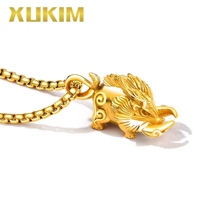 

SSP062 Xukim Jewelry Stainless steel Wild Pig Wild Boar Animal Pendant Necklace