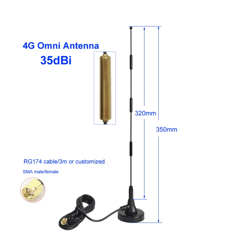 Внешняя антенна 698-2700 МГц 2 4 ГГц Wi-Fi 3G GSM 35dBi 4G LTE разъем SMA папа магнитное основание