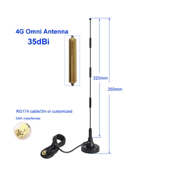 External 698-2700Mhz Long Range 2.4G WIFI 3G GSM 35dBi 4G LTE Antenna in SMA male connector magnetic base RG174 cable 1. 5M fe 1pc gsm 3g 4g small sucker antenna omni car aerial with 1 5m cable sma male connector