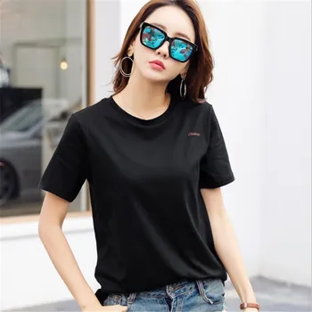 

2019 summer Harajuku letter printing new fashion casual letters loose short-sleeved T-shirt ladies cotton simple bottoming shirt