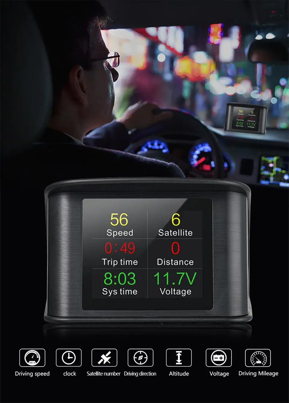 T600 Hud Автомобильный дисплей для вождения компьютера расход топлива Температура Цифровой Автомобильный спидометр диагностический инструмент
