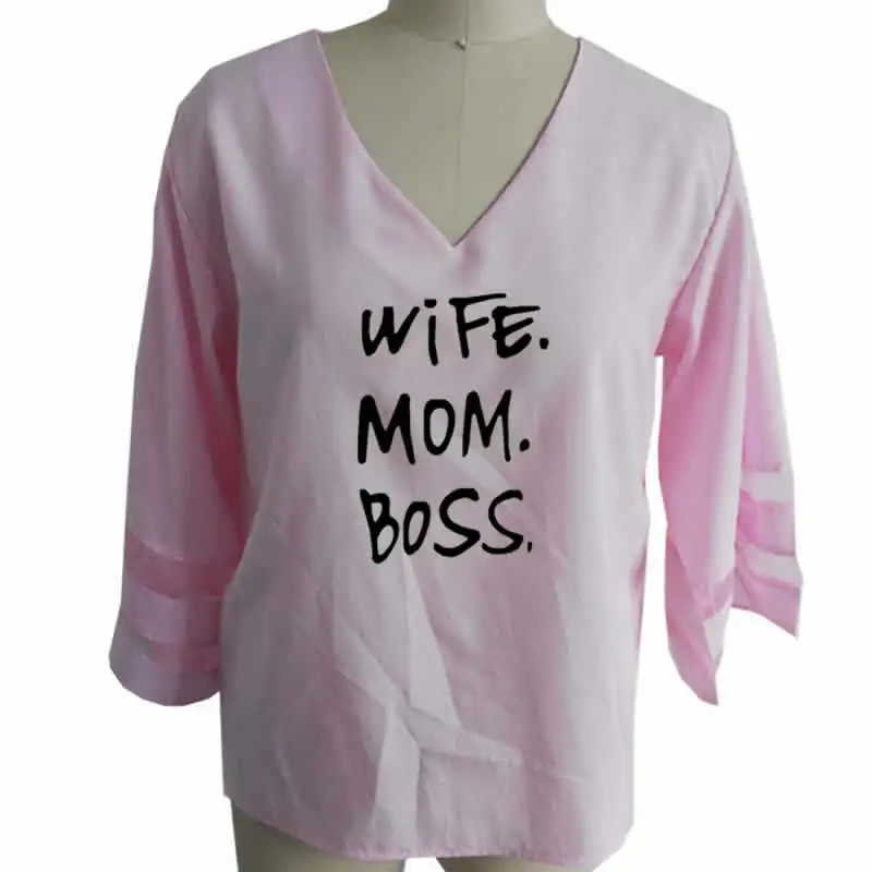 2021 Новая мода жена принт &quotMOM BOSS&quot Топы футболка женский свободный сетки