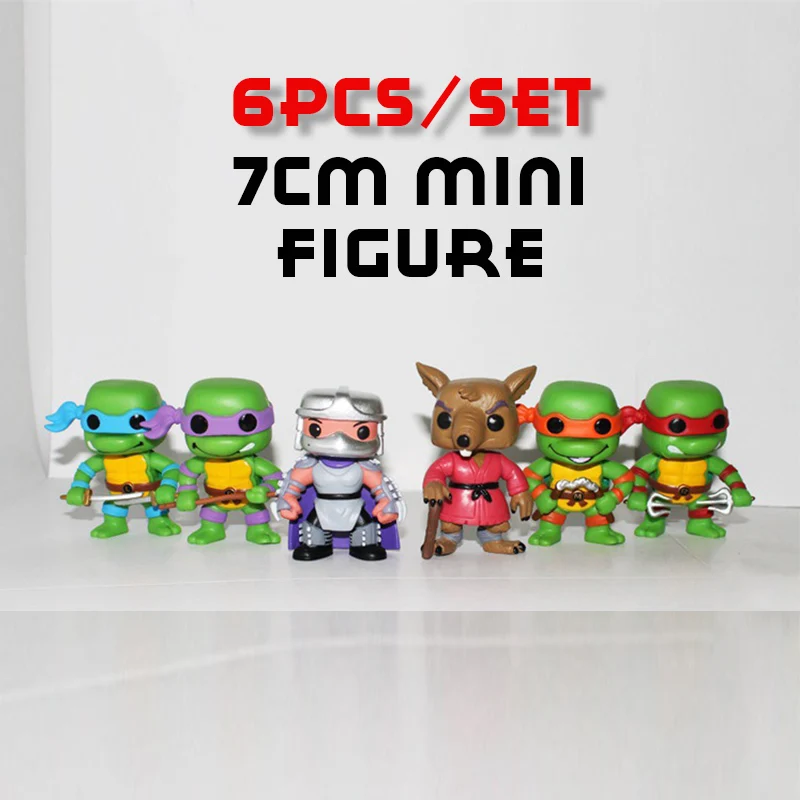 6 PCS Teenage Mutant Ninja Turtles Splinter Shredder Action Figure Gift Toys US