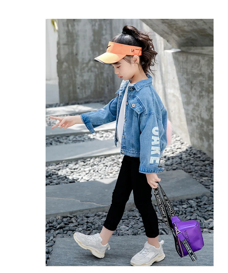 Unicórnio de Lantejoulas Jaqueta para Meninas Outono do Bebê Denim Cabolsas Crianças Roupas Meninas Outerwear Jean Jaquetas Criança 12 Mamãe e Bebê