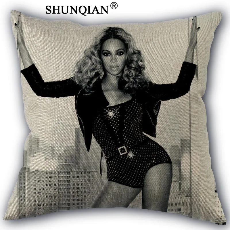 

beyonce Pillowcase Cotton Linen Square Zippered Pillow Cover For Office,Family Customize Your Picture 45x45cm one side