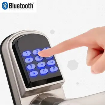 

High quality Satin Chrome Smartphone Bluetooth Door Lock With Combination App, Code Manual key Keyless Lock for home apartment