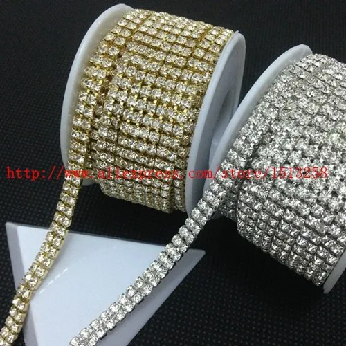 

2 Row 3mm 888 Rhinestone chain Cake Ribbon Trim Wedding Decoration for sewing accessories