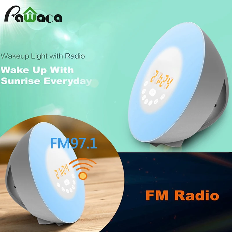 Новинка 2017 года FM радио цифровой будильник Wake up имитация рассвета и заката