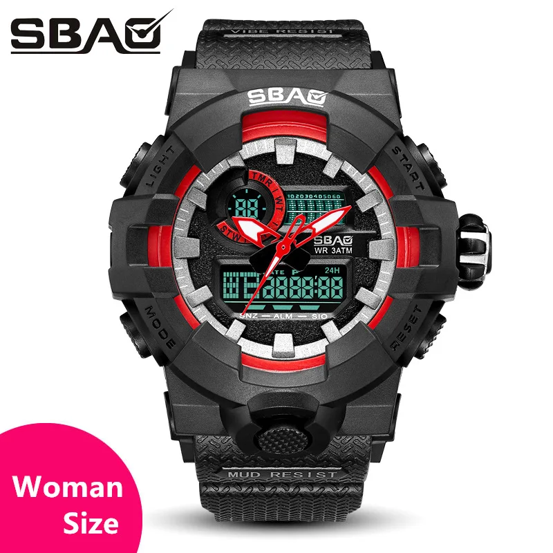 Часы с двойным дисплеем мужские женские G стильные брендовые Кварцевые женские мужские наручные часы Цифровые мужские женские спортивные военные часы для плавания - Цвет: woman size black red