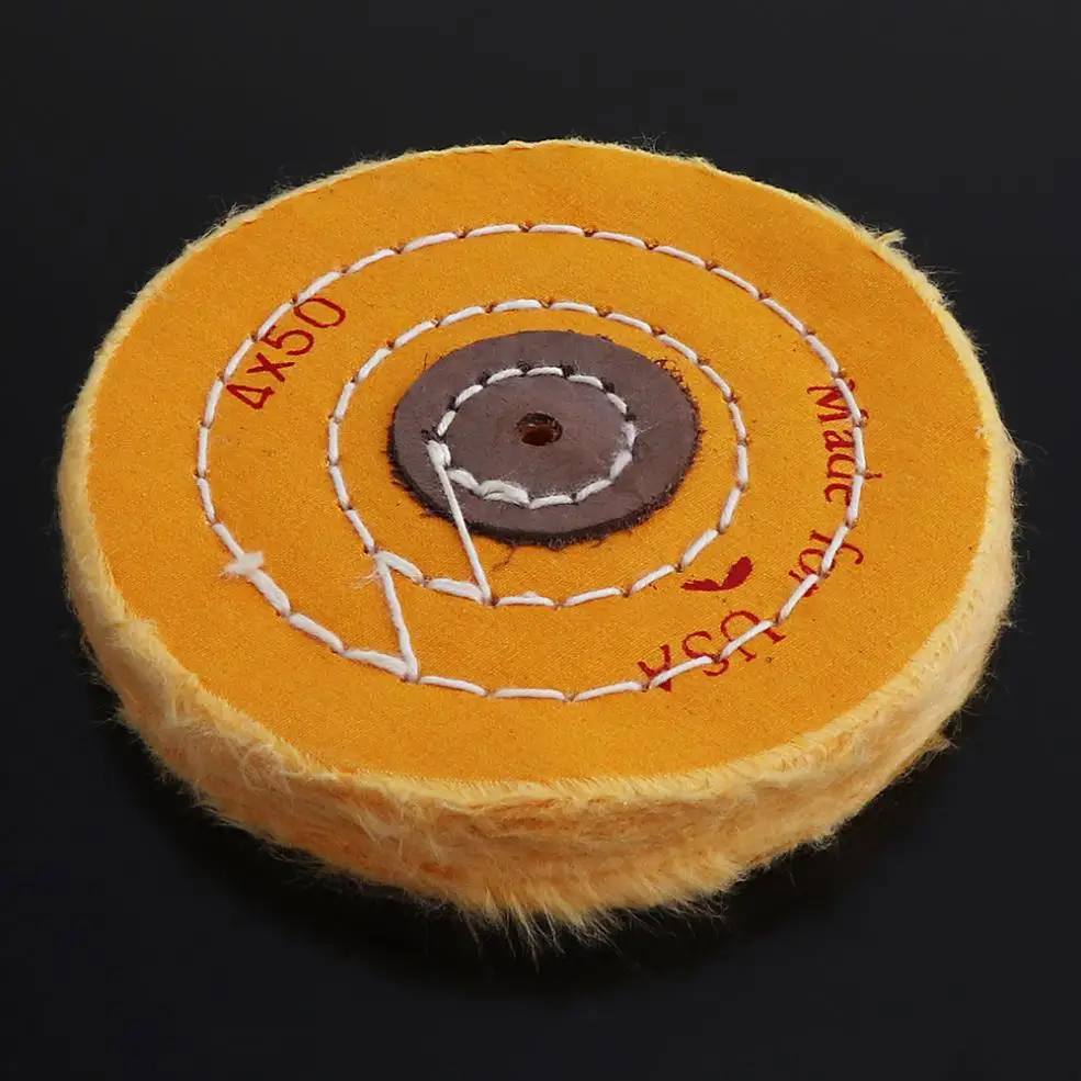 4 дюйма Т-образная желтая хлопковая ткань полировка колеса фланелевая Зеркальная Полировка буфера ватный диск с 5 мм отверстием для полировки металла