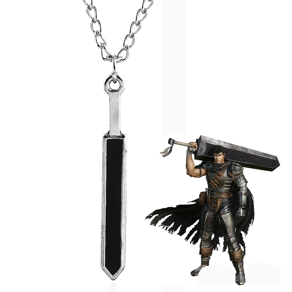 

PS4 Game Berserk Sword Necklace Chain Guts LOL Legend Warrior Black Zinc Alloy Pendant For Women Men Choker Jewelry Accessories