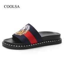 

COOLSA Women Summer Flat Med Non-slip Tiger Pattern Home Slippers Fashion Ladies Slippers Women Non-slip Indoor Slippers Slides