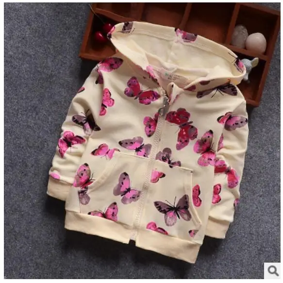 

Free Shipping burst version of children's clothing wholesale 2017 autumn paragraph printing butterfly zipper jacket