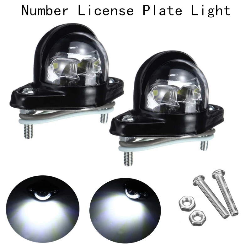 

2Pcs Universal Number Plate License Lamp Light 6 LED 12/24V For Trailer Truck Caravan Vans Reflector White Bright Waterproof
