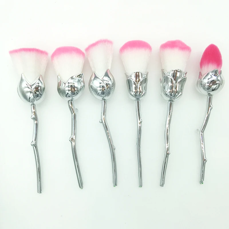 2017 New Rose Makeup Brushes 6PCS Kit Multicolored Rose Flower Shape