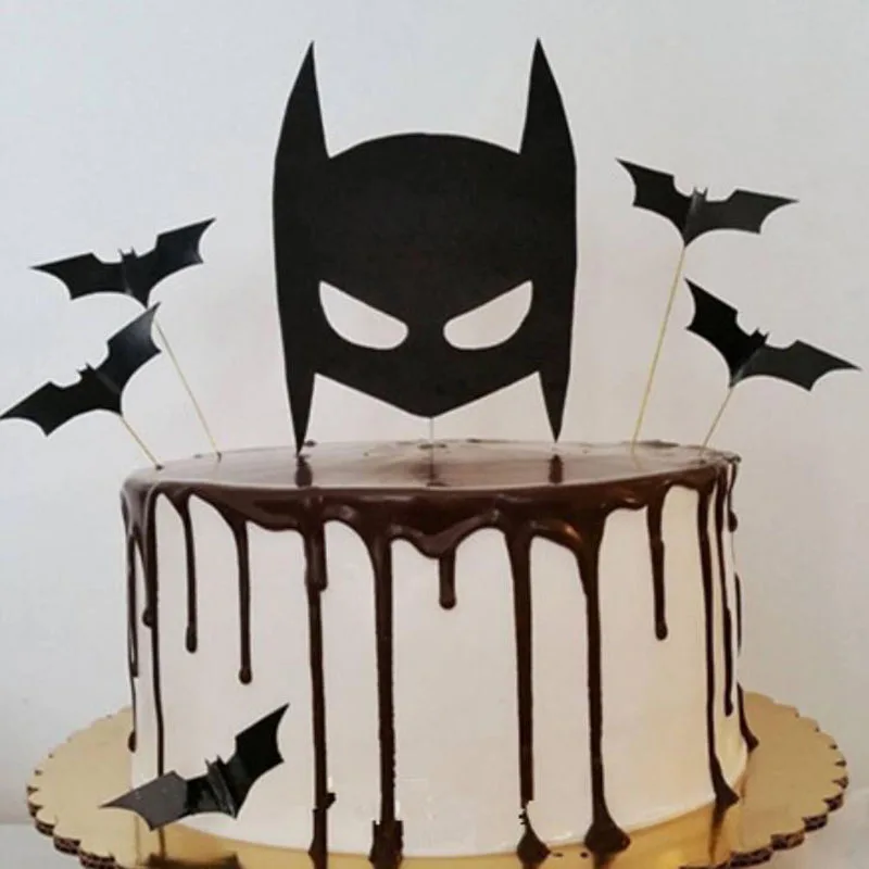 

5 Pcs/set Cool Cartoon Black Bat Cupcake Toppers Kids Party Birthday Decorations Cake Topper for Kids Boy Party Birthday