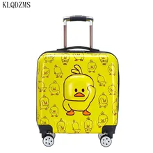 KLQDZMS 20 дюймов дети милые сумки на колёсиках Spinner носить на колесиках дорожная сумка мультфильм пароль чемодан колеса