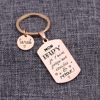 

Custom Piece Tag Dad Papa Keychain Memorial Gift Lettering Engraved Personalized Present For Fathers Day Jewelry Key Holder