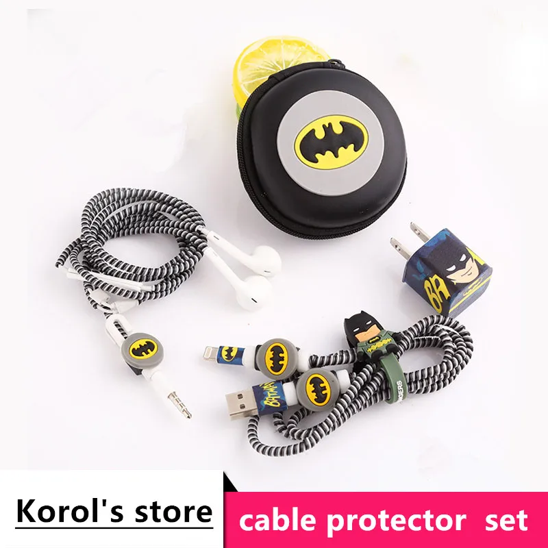 Good Gift Cute Cartoon USB font b Cable b font Earphone Protector Set With font b
