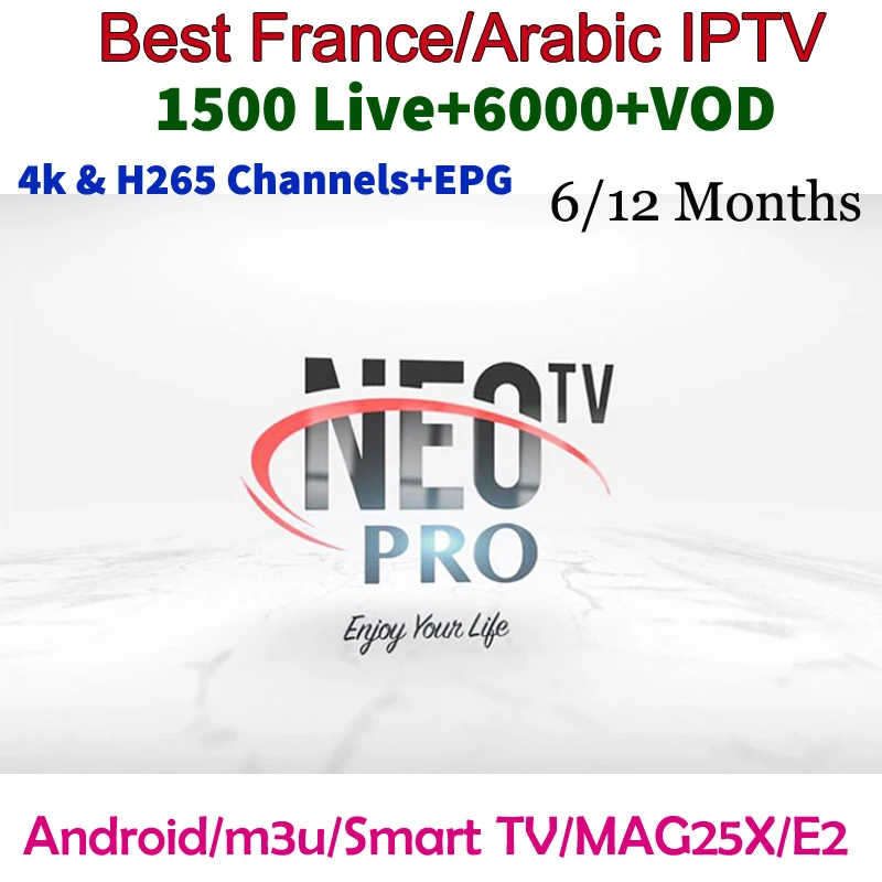 Neo tv pro QHD tv IP tv подписка арабский Европа французский belguim IP tv поток live tv Код ip tv 1800 каналов и 6000 фильмов