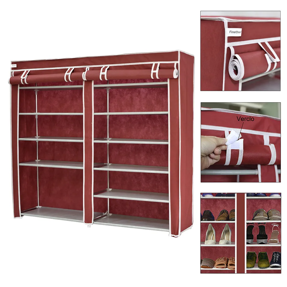 Finether Double Fabric Shoe Rack,,Canvas Shoe Cabinet Shoes Rack Prevent Dust And Moisture Storage Large Capacity Home Furniture1