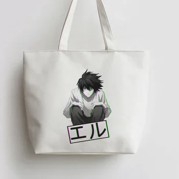 

L Death note Japanese Anime Canvas Tote bags Cartoon Shopping bag school Shoulder Reusable Shopper Bag GA1167