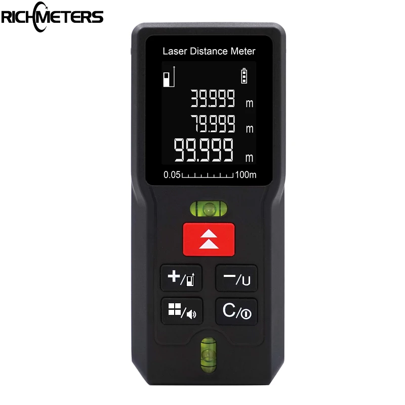 

RICHMETERS F100 Laser Distance Meter laser rangefinder Tape measure Range finder Area/Volume M/Ft 40M/60M/80M/100M