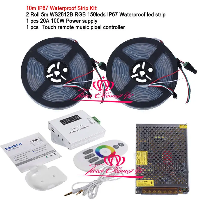 Ip67 plus Música Controlador plus Power 5 v Ws2812b Individualmente Endereçáveis Tira Conduzida Remoto 10 addressable led strip