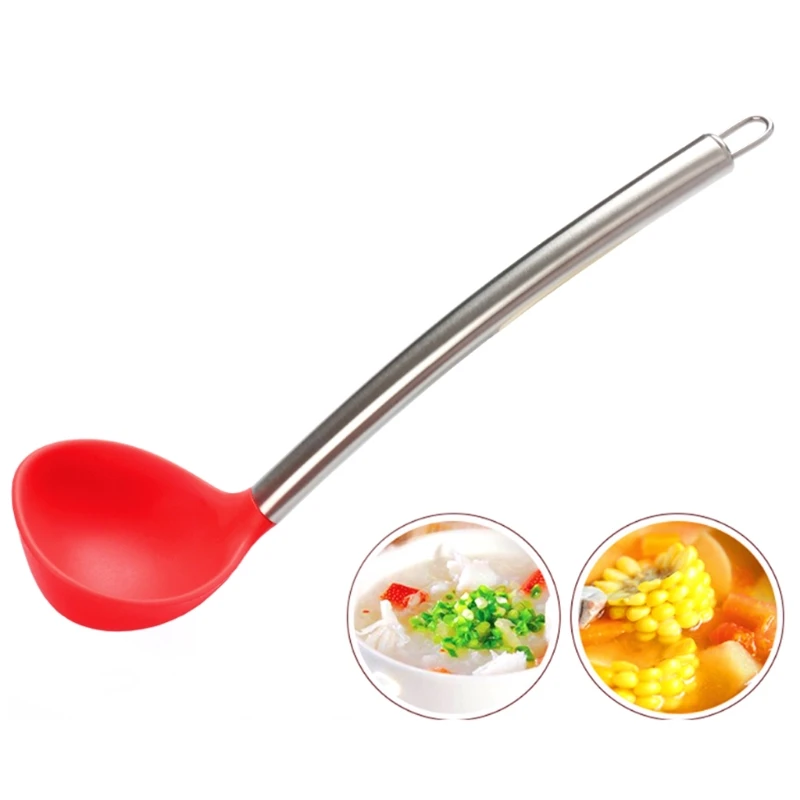 

New Arrival Stainless Steel Handles Silicone Deep Ladle Spoon Cooking Kitchen Utensils Tools