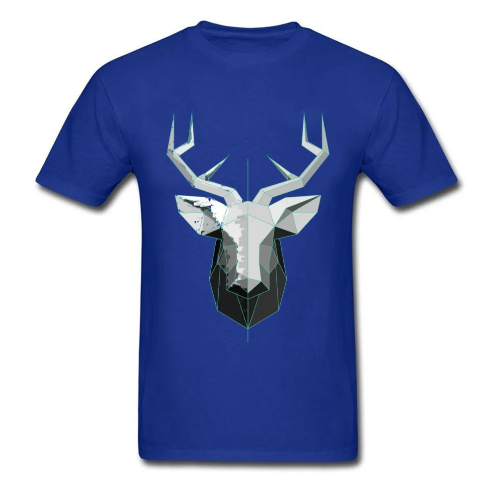 Deer Polygon 2018 Newest Short Sleeve Printed On T Shirt Pure Cotton Crew Neck Men Tees Geek Tee Shirt Summer/Autumn Deer Polygon blue