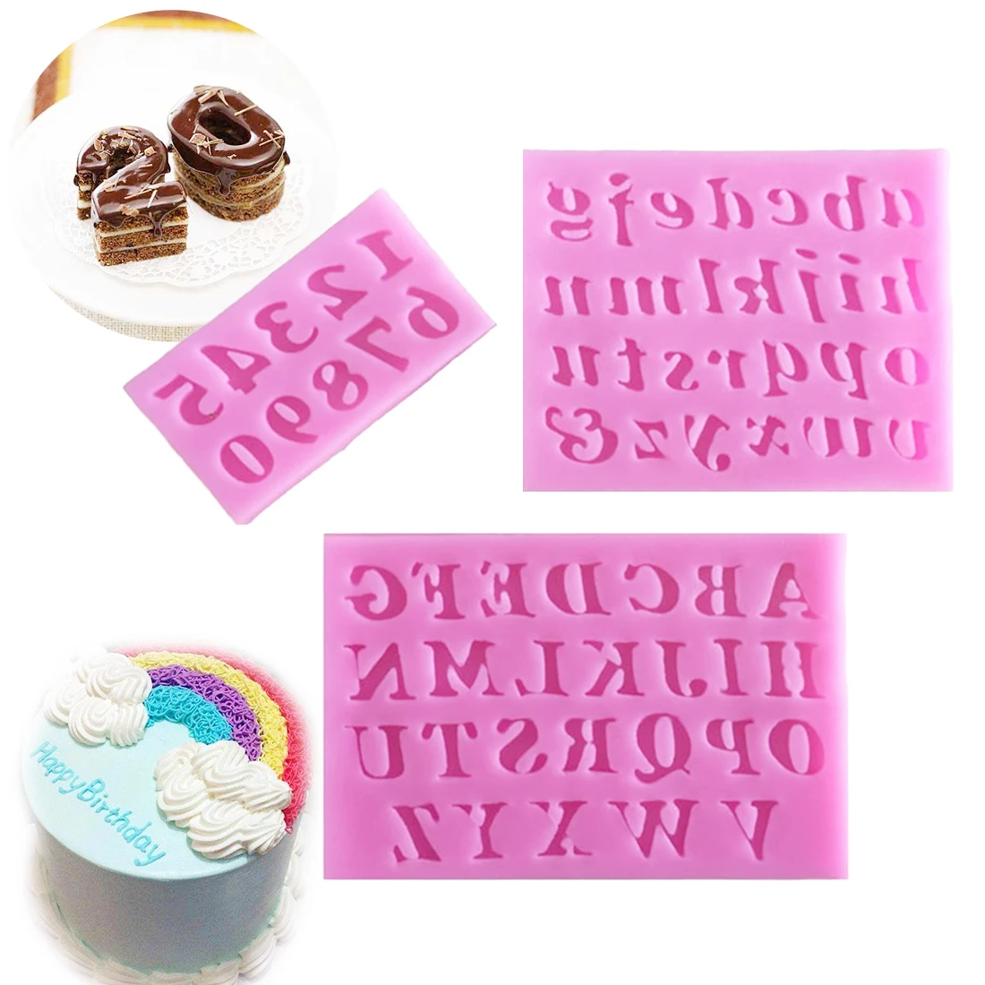 

Soap Mould 3PCS/Set English Letters Number Shape Fondant Mold Cake Decorating Chocolate Soap Mold Cake Stencils Kitchen DIY Tool