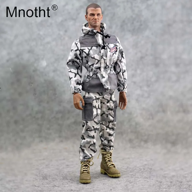 Mnotht масштаб 1/6 тренд Снежная камуфляжная куртка брюки штаны для 12 дюймов мужской