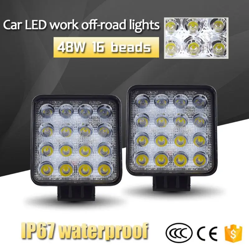 

48W Vehicel Headlights 16LEDs Cool White Light Bar 4inch Vehicle Work Light LED Truck For SUV