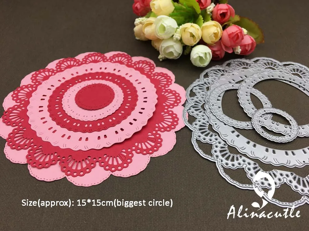 Высечки для резки металла 6 шт стежка doily круг цветок кружева круглый скрапбук