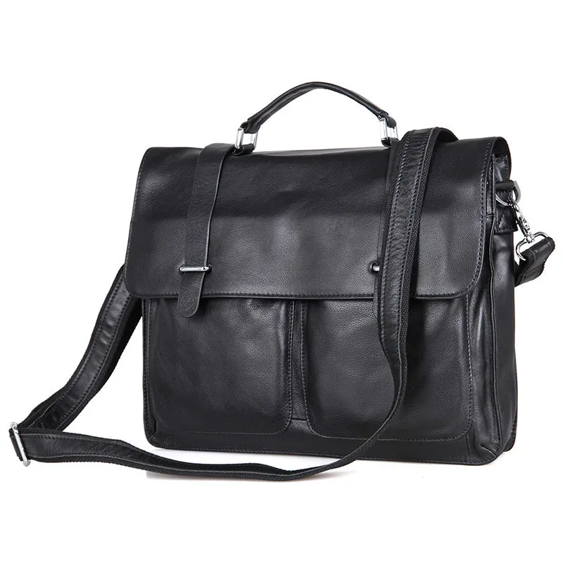 

2019 New Men Genuine Leather Briefcase Businessman HandBags Brand Cowhide 15 inch Laptop travel High Quality Shoulder Bag New