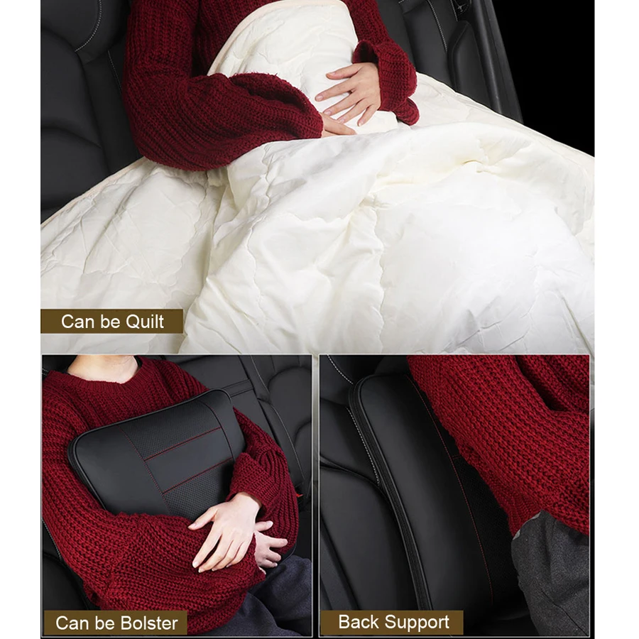 Роскошное автомобильное одеяло и подушка из натуральной кожи, набор для детей, для сна, съемная задняя опора для автомобильного сиденья, для длительного путешествия