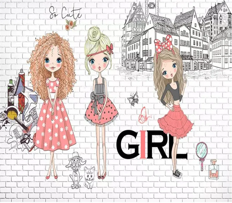 Creative urban fashion girl background wall professional making mural wallpaper custom poster photo wall