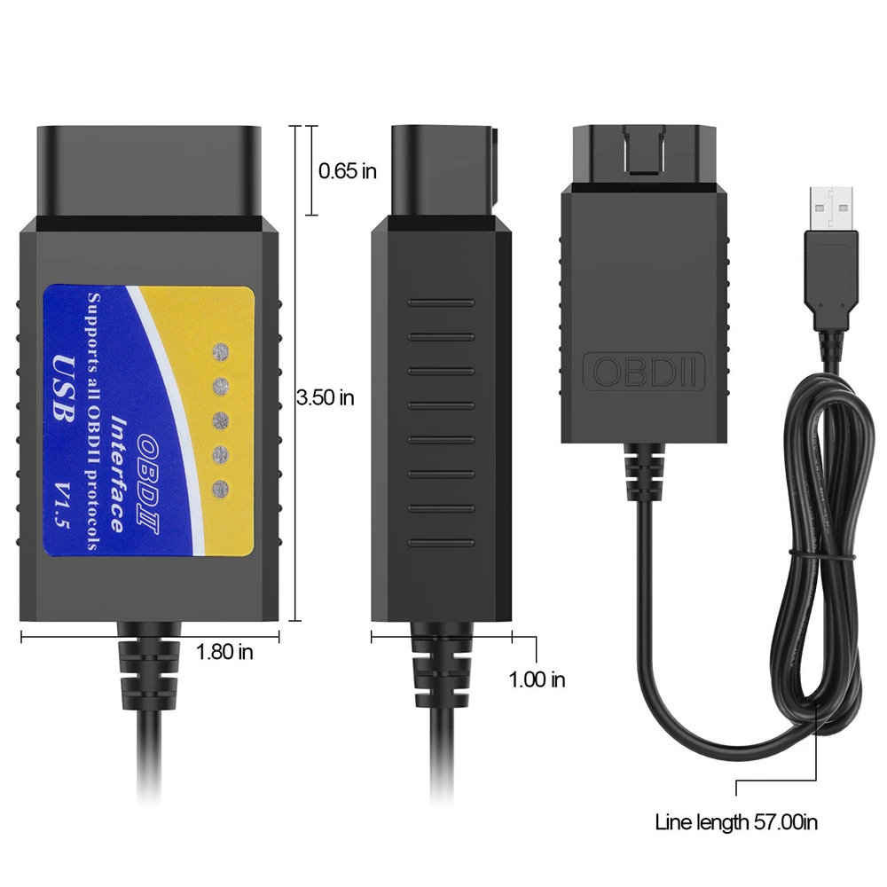 ELM327 usb V1.5 OBD 2 ELM 327 USB интерфейс CAN-BUS сканер диагностический инструмент считыватель кодов поддержка OBD-II протоколов диагностический инструмент