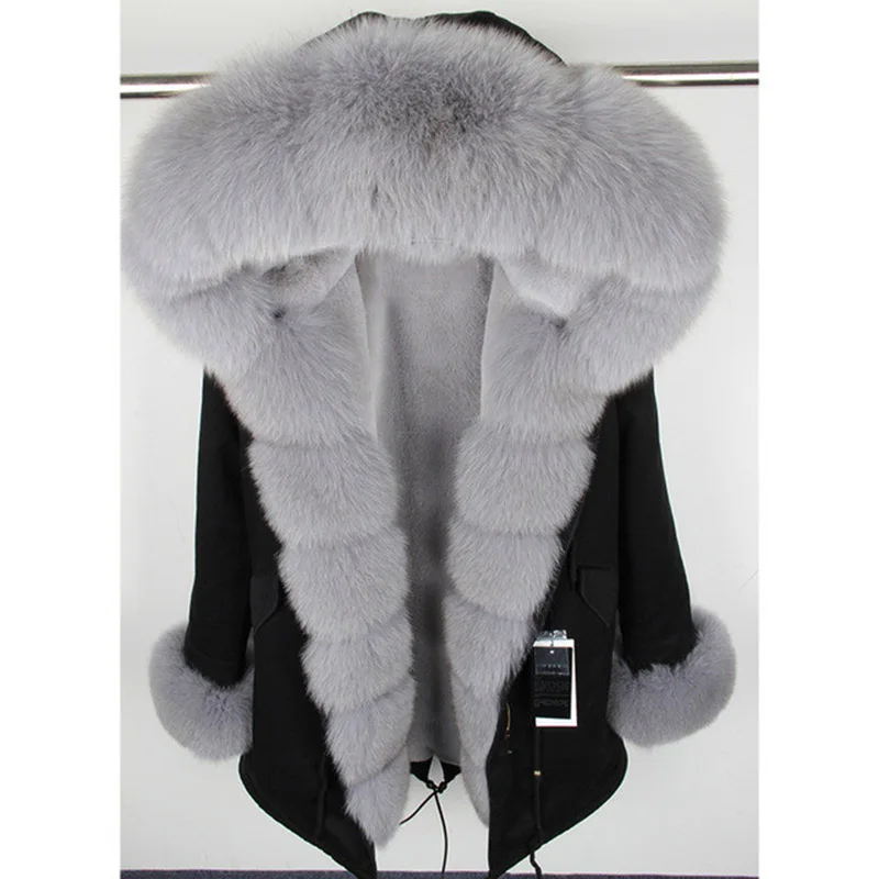 Пальто с воротником из натурального Лисьего меха, плотное кожаное пальто, натуральный камуфляж, зимняя куртка на молнии, Женское зимнее плотное пальто Slim07 - Цвет: 05